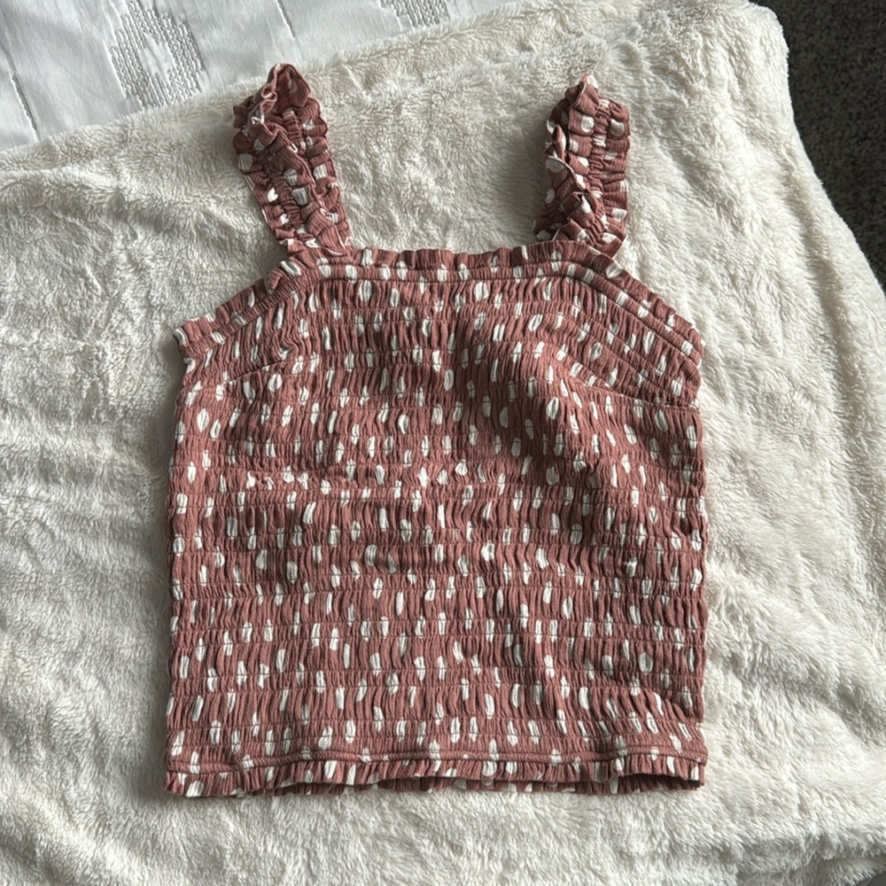 Abercrombie & Fitch Tank Top Polka Dot - rusted pink color